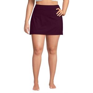 Land's End Plus Standard Size swimsuit bottom skirt control panty dark wine Var